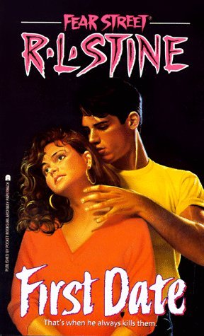 Cover of "First Date," featuring an illustration of a white girl in an orange shirt and big gold hoop earrings looking off page, while a white boy behind her is about to choke her