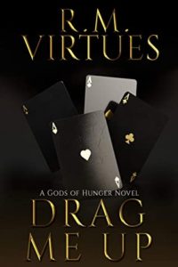 Cover of "Drag Me Up," which is black with abstract playing cards and card symbols